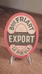 Brasserie bière ancienne étiquette Export Friart, Collections, Panneau, Plaque ou Plaquette publicitaire, Autres marques, Envoi