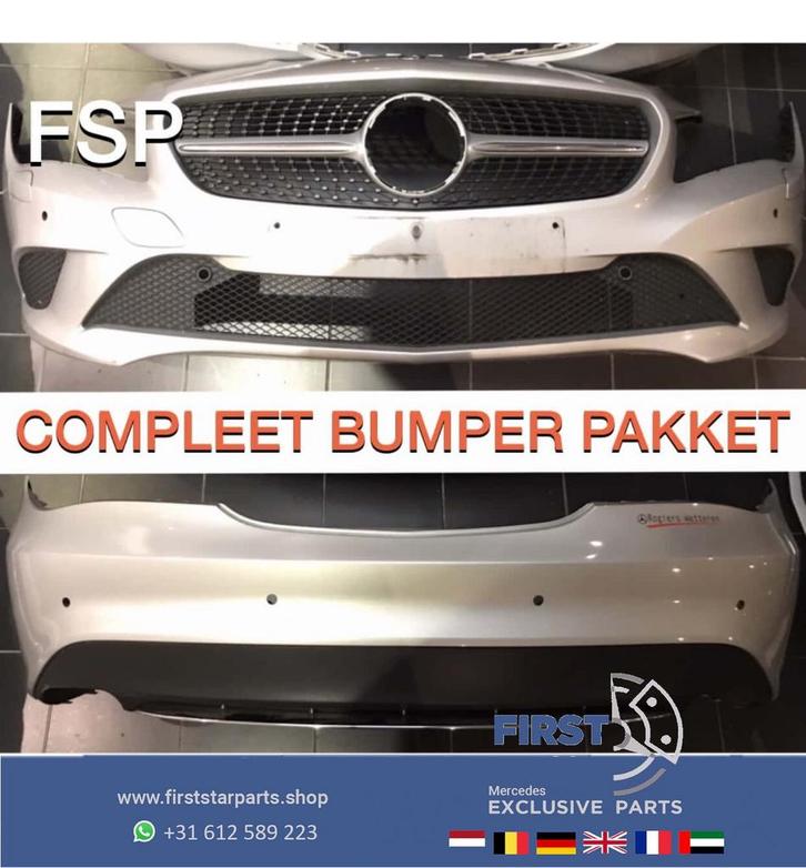 W117 C117 CLA VOORBUMPER + DIAMOND GRIL + ACHTERBUMPER ZILVE, Auto-onderdelen, Carrosserie, Bumper, Mercedes-Benz, Voor, Achter