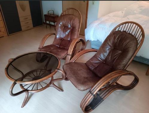 vintage bamboe rotan fauteuils + tafel  Paul Frankl 60er, Collections, Rétro, Maison et Meubles, Enlèvement ou Envoi