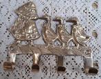 Vintage koperen kapstokje met eenden of ganzen, 4 haakjes, Antiek en Kunst, Curiosa en Brocante, Ophalen of Verzenden