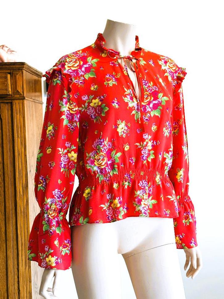 Ruffle blouse & Other Stories – romantisch kleurrijk, Kleding | Dames, Blouses en Tunieken, Zo goed als nieuw, Maat 36 (S), Rood