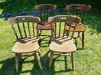 4 vintage houten spijlenstoelen eetkamerstoel - keukenstoel, Huis en Inrichting, Stoelen, Ophalen, Gebruikt, Spijlenstoel, Bruin