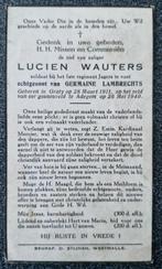 Gesneuveld Mei 1940 Wauters Lucien Adegem, Collections, Images pieuses & Faire-part, Enlèvement ou Envoi