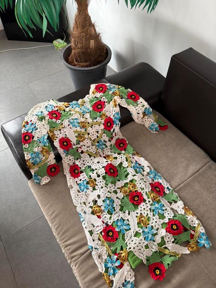Prachtige handgehaakte bloemenjurk, Kleding | Dames, Jurken, Zo goed als nieuw, Ophalen of Verzenden
