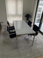 Table verre et inox chrome 180 x 85 x 74 cm, 150 à 200 cm, Verre, Utilisé, 50 à 100 cm