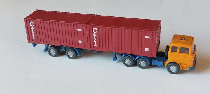 WIKING TRUCK OPLEGGER+CONTAINER *CTI* 1/87, Hobby en Vrije tijd, Modelauto's | 1:87, Gebruikt, Bus of Vrachtwagen, Wiking, Verzenden