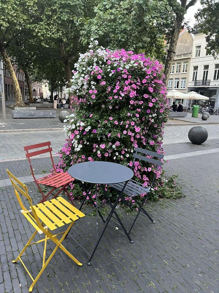 Bistroset Inklapbaar metaal, Tuin en Terras, Tuinstoelen, Gebruikt, Metaal, Inklapbaar, Ophalen of Verzenden