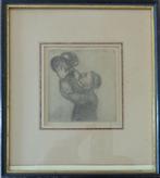JAKOB SMITS / MAN MET WATERKETEL / ZW-W ETS / 23x20cm KADER, Ophalen of Verzenden