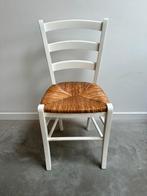 6 Eetkamerstoelen hout, zitting in riet, Huis en Inrichting, Stoelen, Ophalen, Gebruikt, Wit, Hout