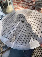 Teak tuintafel rond 1,20 meter opplooibaar, Tuin en Terras, Ophalen, Rond