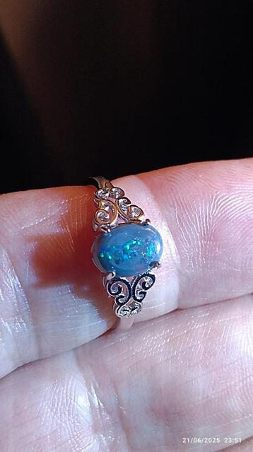 Sterling zilver Lightning Ridge opaal ring  beschikbaar voor biedingen