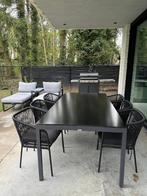 Tafel voor 6 pers + stoelen (Exterioo) zwart, Jardin & Terrasse, Ensembles de jardin, Chaise, Salons de jardin, Aluminium, Enlèvement