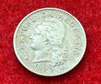 Rare Pièce en Argent de 5 Centavos de 1899 Argentine, Antiquités & Art, Enlèvement ou Envoi, Argent