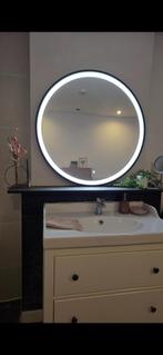 LED Spiegel zwart 75cm diameter, Huis en Inrichting, Ophalen, Rond, Zo goed als nieuw, 75 tot 100 cm