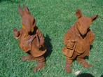 Konijn- en rattenbeeld in roestig gietijzeren kostuum, Ophalen, Nieuw, Metaal, Dierenbeeld