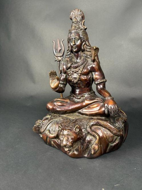 Groot zwaar bronzen beeld van de Hindoegod Shiva 10 kg 43 cm, Huis en Inrichting, Woonaccessoires | Boeddhabeelden, Gebruikt, Ophalen of Verzenden