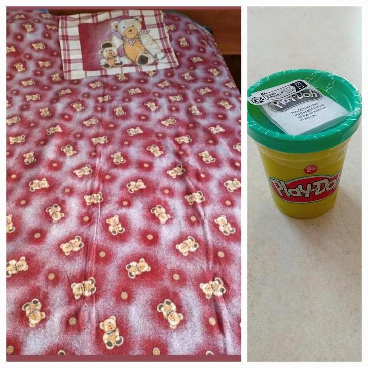 Dekbedovertrek met teddybeer 140 x 180 cm, Huis en Inrichting, Slaapkamer | Beddengoed, Zo goed als nieuw, Dekbedovertrek, Rood
