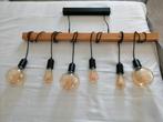 applique plafond en noyer avec 6 lampes réglables en hauteur, Enlèvement, Comme neuf, Bois