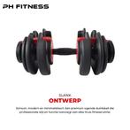 PH Fitness Premium Verstelbare Dumbbell Set 24 kg – 15-in-1, Ophalen, Nieuw, Benen, Dumbbell