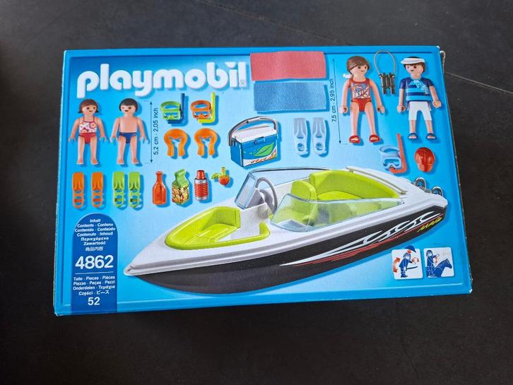 Playmobil 4862 zwarte speedboot, Kinderen en Baby's, Speelgoed | Playmobil, Zo goed als nieuw, Complete set, Ophalen of Verzenden