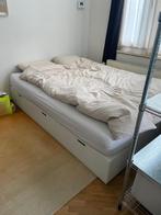 NORDLI Bedframe met opberglades, wit, 160x200 cm, Huis en Inrichting, Slaapkamer | Bedden, Ophalen, Wit, Tweepersoons, Zo goed als nieuw