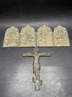 Antieke Russische brons geëmailleerde reisicoon jaren 1800, Antiek en Kunst, Ophalen of Verzenden