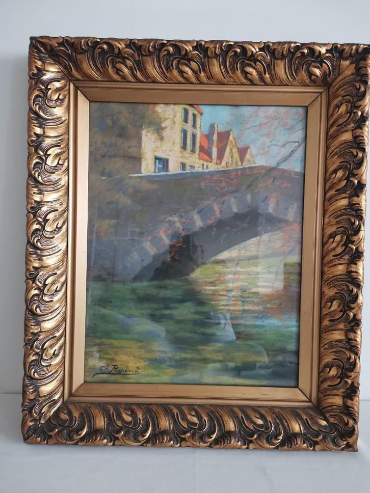 Charles Poupaert - Stadszicht Brugge, Antiek en Kunst, Kunst | Schilderijen | Klassiek, Ophalen