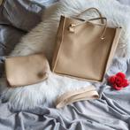 Handtas/schoudertas - beige - leatherlook - nieuw!, Ophalen of Verzenden, Nieuw, Beige, Handtas
