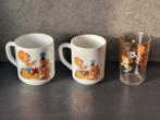 Boule & Bill - Lot 2 mugs Arcopal + 1 verre, Collections, Enlèvement ou Envoi, Autres personnages, Utilisé, Ustensile