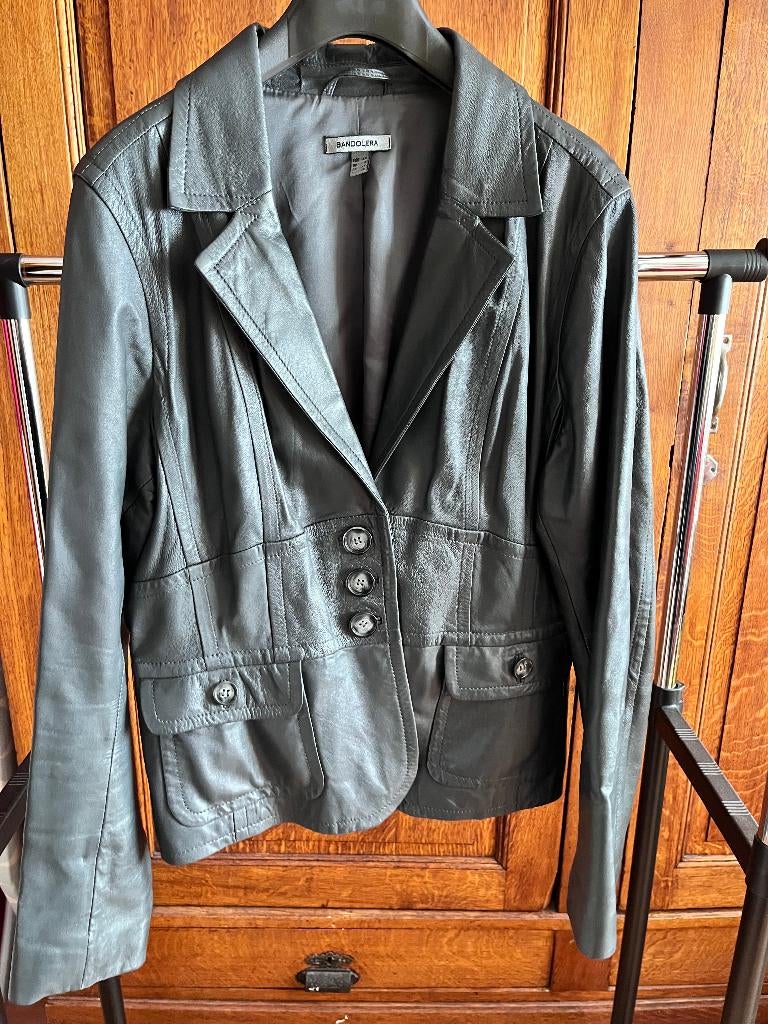 Leren Jas Vrouw, Gris, Enlèvement ou Envoi, Porté, Bandolera