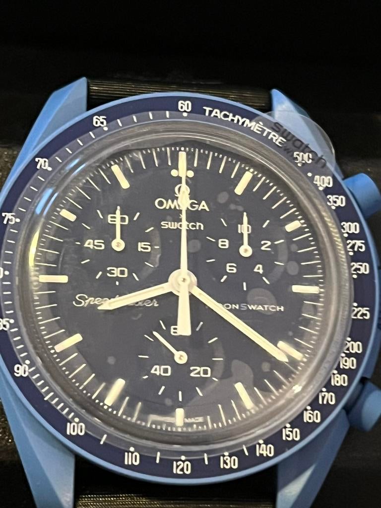 Omega x Swatch Moonwatch Speedmaster Mission Neptune neuve!, Enlèvement ou Envoi, Autres matériaux, Neuf, Montre-bracelet