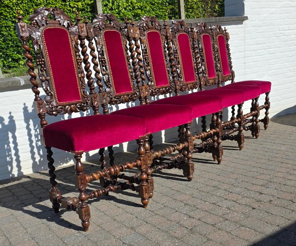 Prachtige set van 6 antieke Neo-Renaissance stoelen (Mechels, Antiek en Kunst, Ophalen