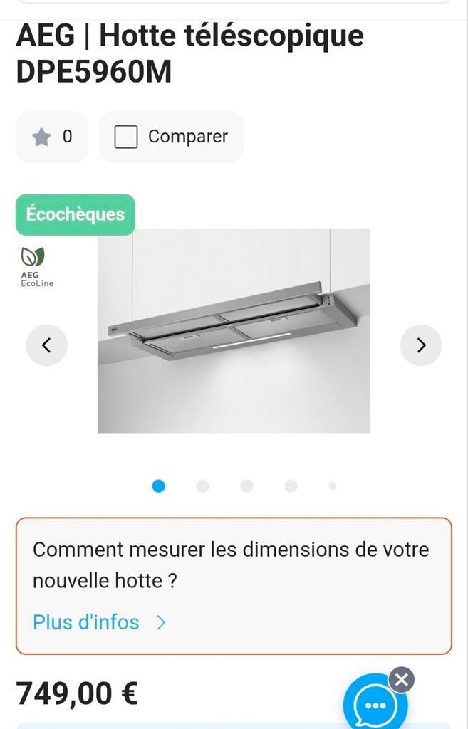Hotte télescopique AEG 90CM NEUVE, Electroménager, Hottes, Neuf, Encastré, 600 à 800 m³/h, Moteur, Recyclage, Enlèvement