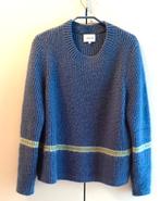 Te koop: Mooie  lauwe trui met groene streep"Terre Bleue"42., Kleding | Dames, Truien en Vesten, Ophalen, Blauw, Maat 42/44 (L)