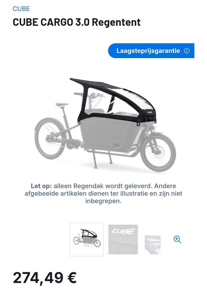 Tente de pluie pour Cube Cargo New jamais utilisée, Enlèvement