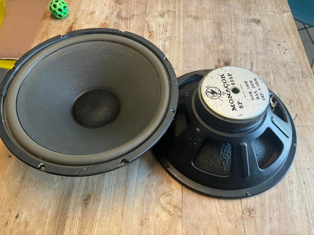 2 x 15 inch speaker monacor, TV, Hi-fi & Vidéo, Enceintes, Utilisé, Haut-parleurs Frontaux, Arrière ou Stéréo, 60 à 120 watts