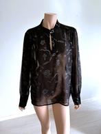 Caroline Biss Chique zwarte blouse met zilveren accenten –46, Verzenden, Zwart, Maat 46/48 (XL) of groter, Zo goed als nieuw