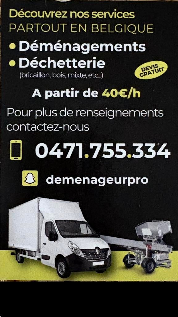 🚛 Transport & Déménagement avec Camion + Lift 🇧🇪, Achat, Particulier