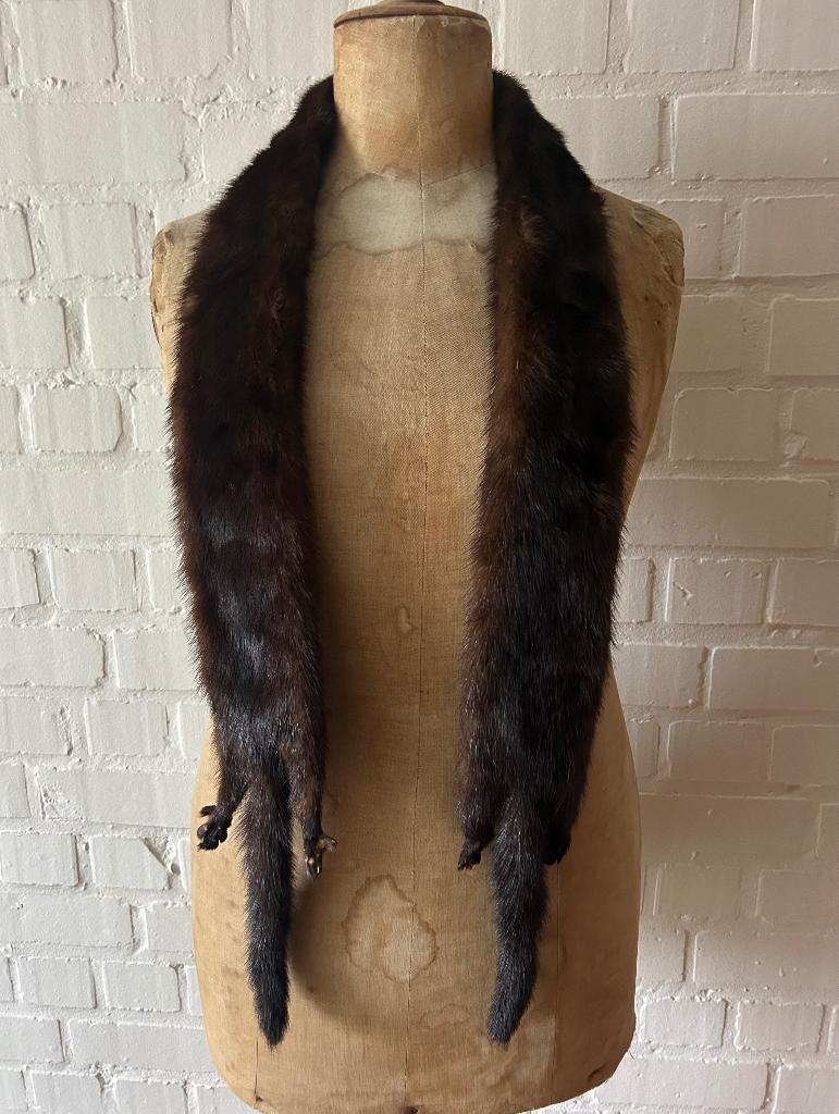 vintage sjaal bont - nerts, Antiquités & Art, Antiquités | Vêtements et Textile, Enlèvement ou Envoi