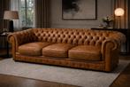 SUPERBE CANAPÉ CHESTERFIELD CUIR BRUN 3 PLACES, Enlèvement, Comme neuf, Trois personnes, Cuir