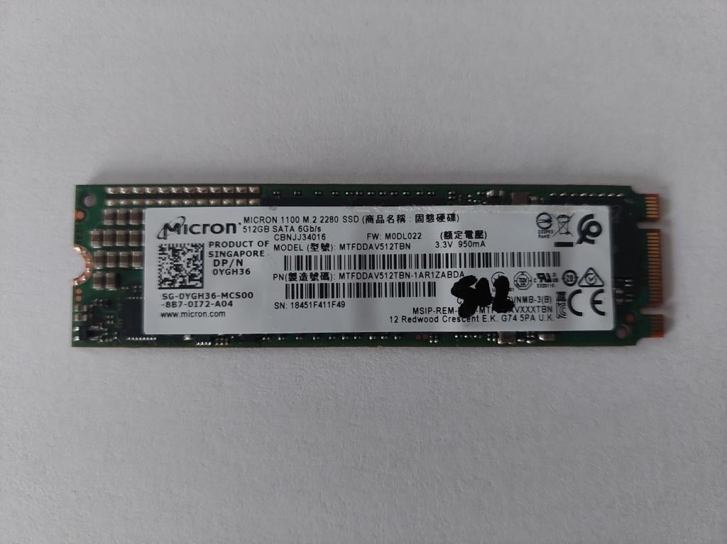 Disque SSD M2 SATA 6 Gbps de 512 Go, Informatique & Logiciels, Disques durs, Enlèvement ou Envoi, Interne, 512 GB, Utilisé