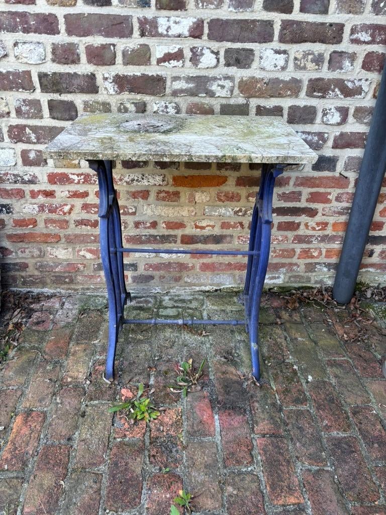 Tuintafel met marmer blad, Ophalen, Gebruikt, Rechthoekig, Metaal