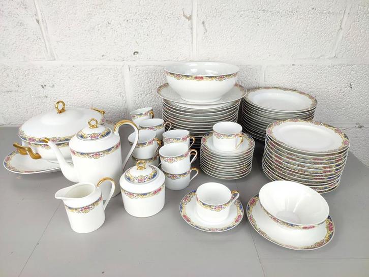 Limoges eet en koffie servies 12pers, Antiek en Kunst, Antiek | Servies compleet, Ophalen
