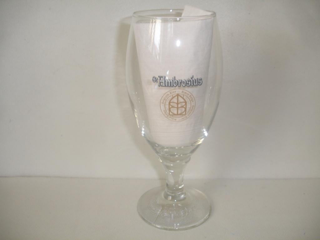Bierglas St. Ambrosius, brij. De Bocq, Ophalen of Verzenden, Zo goed als nieuw, Glas of Glazen, Overige merken