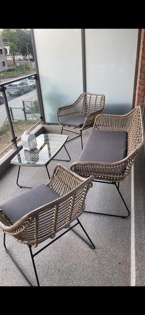 Salon de jardin 4 personnes style rotin, Tuin en Terras, Tuinsets en Loungesets, Zo goed als nieuw, Rotan, 2 zitplaatsen, Ophalen