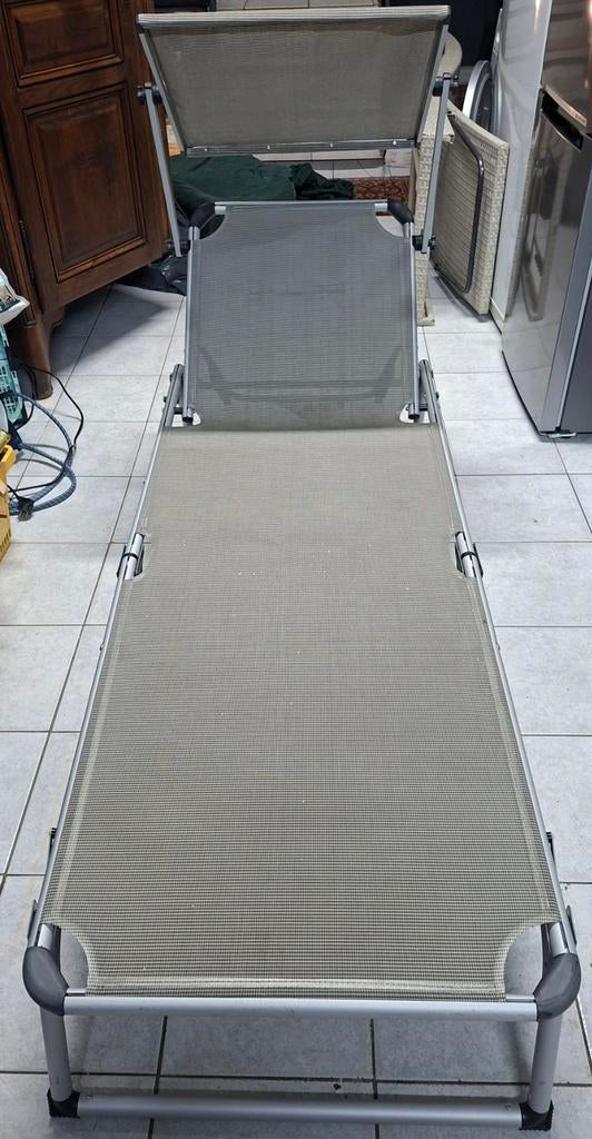 Inklapbare ligstoel, Ophalen, Gebruikt, Aluminium, Verstelbaar