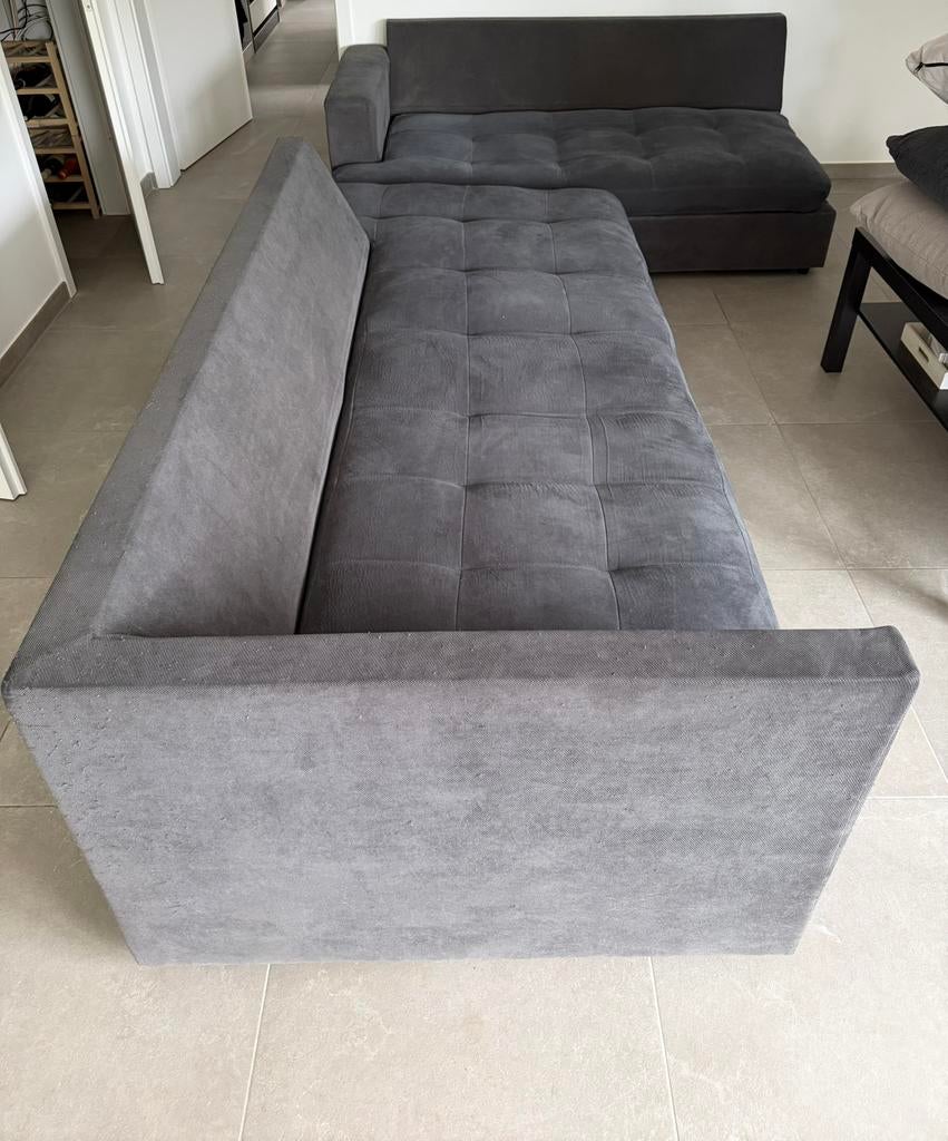 Canapé d’angle en tissu gris foncé, Maison & Meubles, Canapés | Salons, Enlèvement, Comme neuf