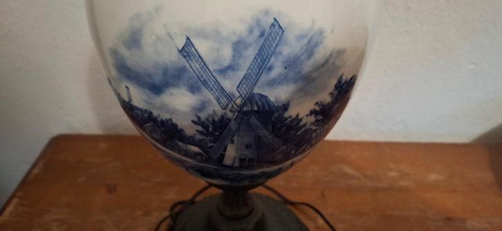 Delfts blauwe tafellamp jaren 30, Antiquités & Art, Antiquités | Céramique & Poterie, Enlèvement ou Envoi