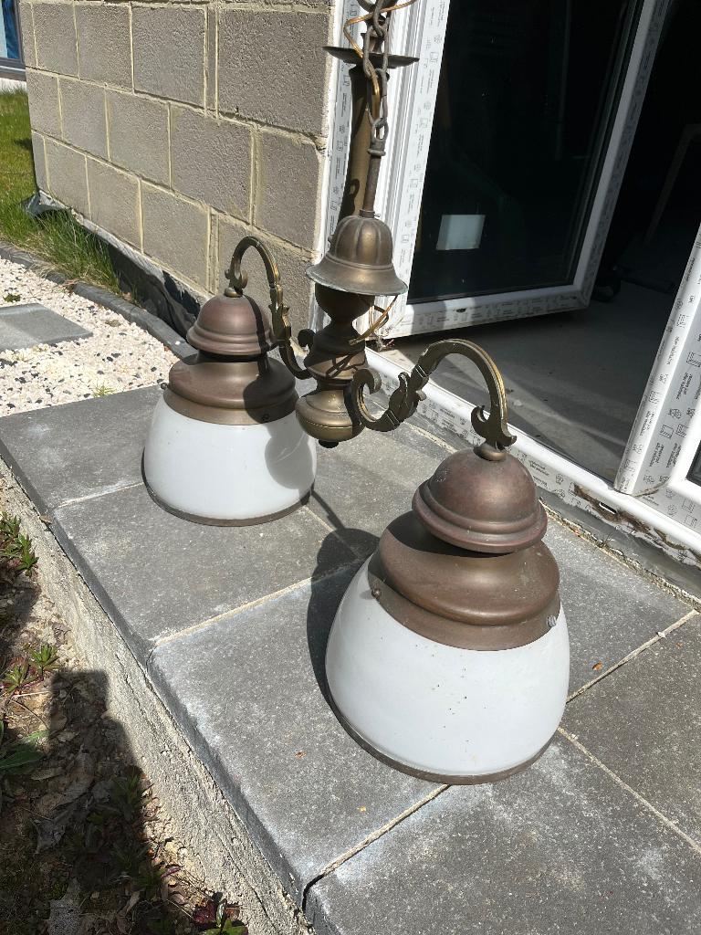 Lustre style « salle de billard », Ophalen, Gebruikt, Glas