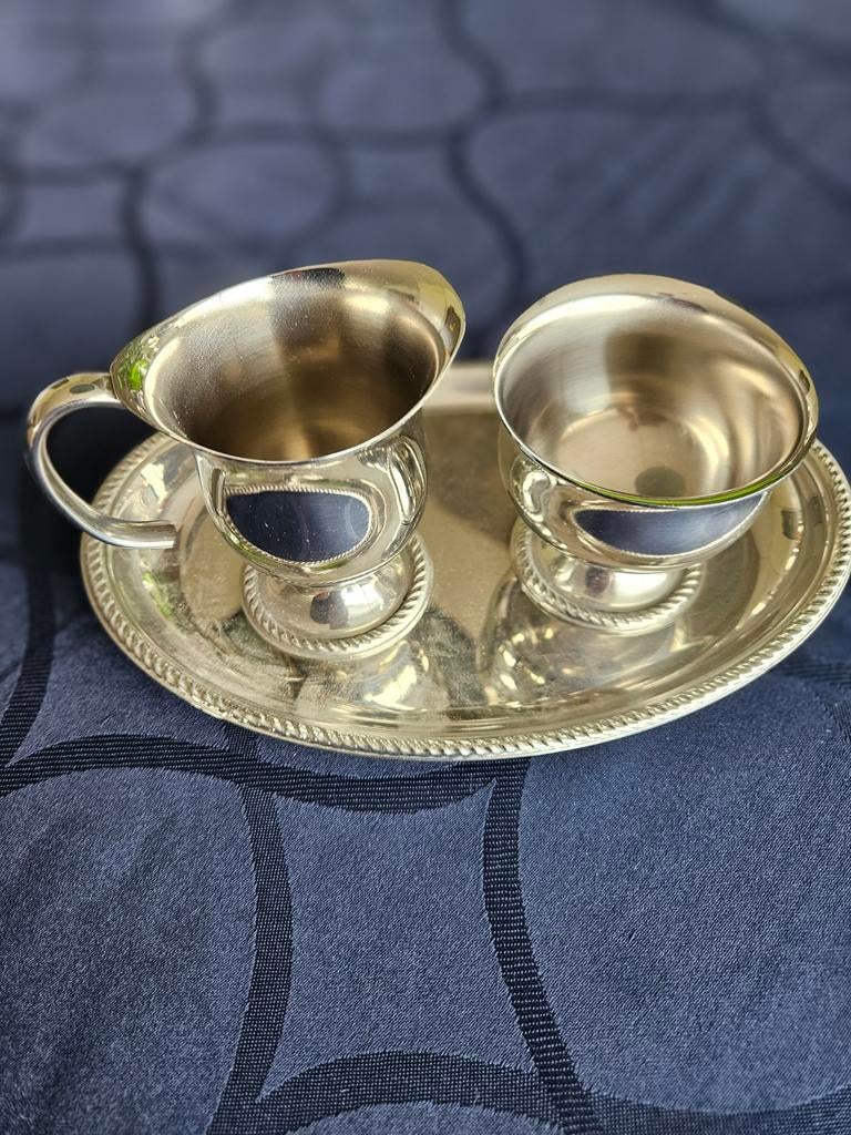 Italiaans RVS melk en suiker set., Ophalen of Verzenden